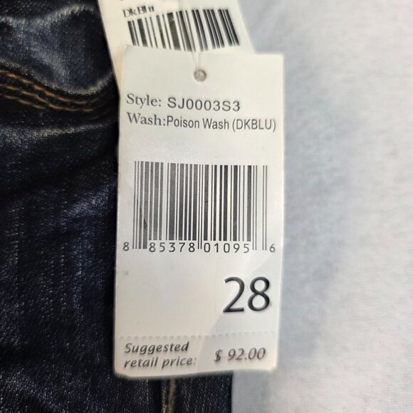 Kensie Skinny Leg Distressed Stretch Jeans 28 Dark Blue Rhinestone Casual - Picture 7 of 10